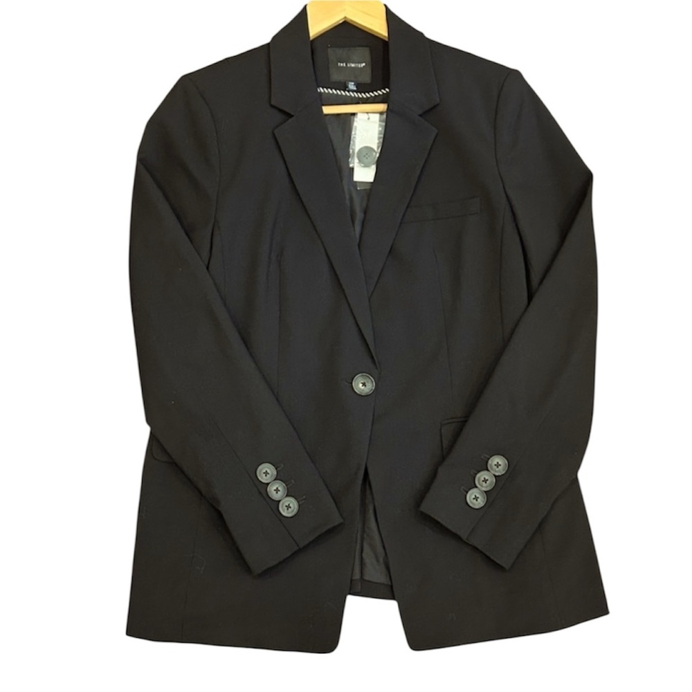 NWT The Limited LongLine 1-Button True Black Blazer Dark Academia Petite 12P